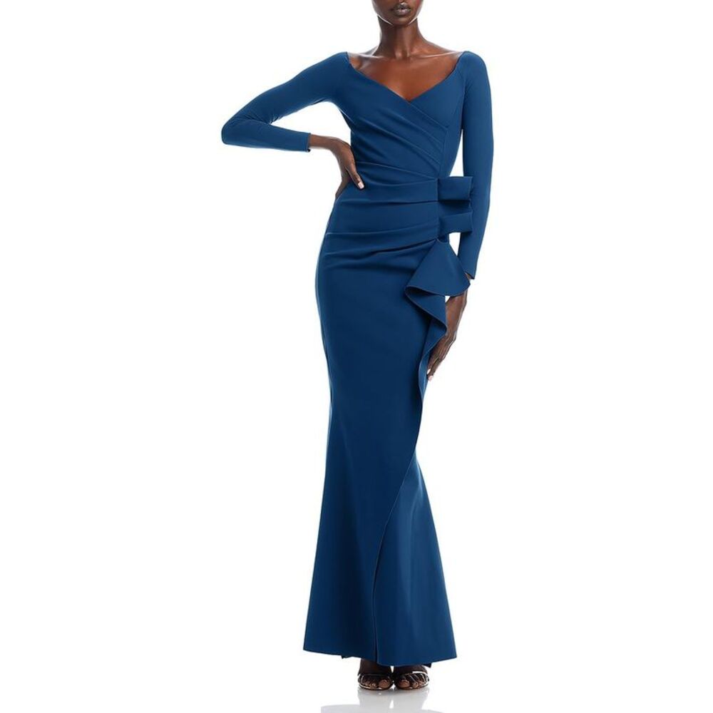 Chiara Boni Womens Silveria Blue Nylon Evening Dress Gown NWOT